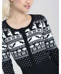 Hell Bunny Spook 50's Cardigan Black White