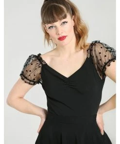 Hell Bunny Amandine 50's Top Black