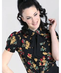 New In Hell Bunny Aurelia 40's Blouse Black