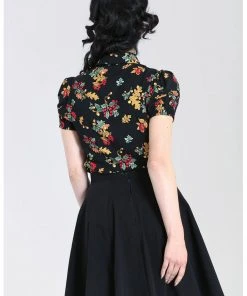 New In Hell Bunny Aurelia 40's Blouse Black
