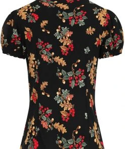 New In Hell Bunny Aurelia 40's Blouse Black