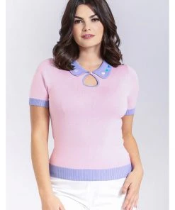 New In Hell Bunny Lollie Hearts 50's Top Pink