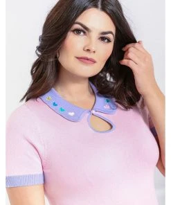 New In Hell Bunny Lollie Hearts 50's Top Pink