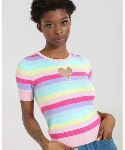 Hell Bunny Love Heart 50's Top Multicolour