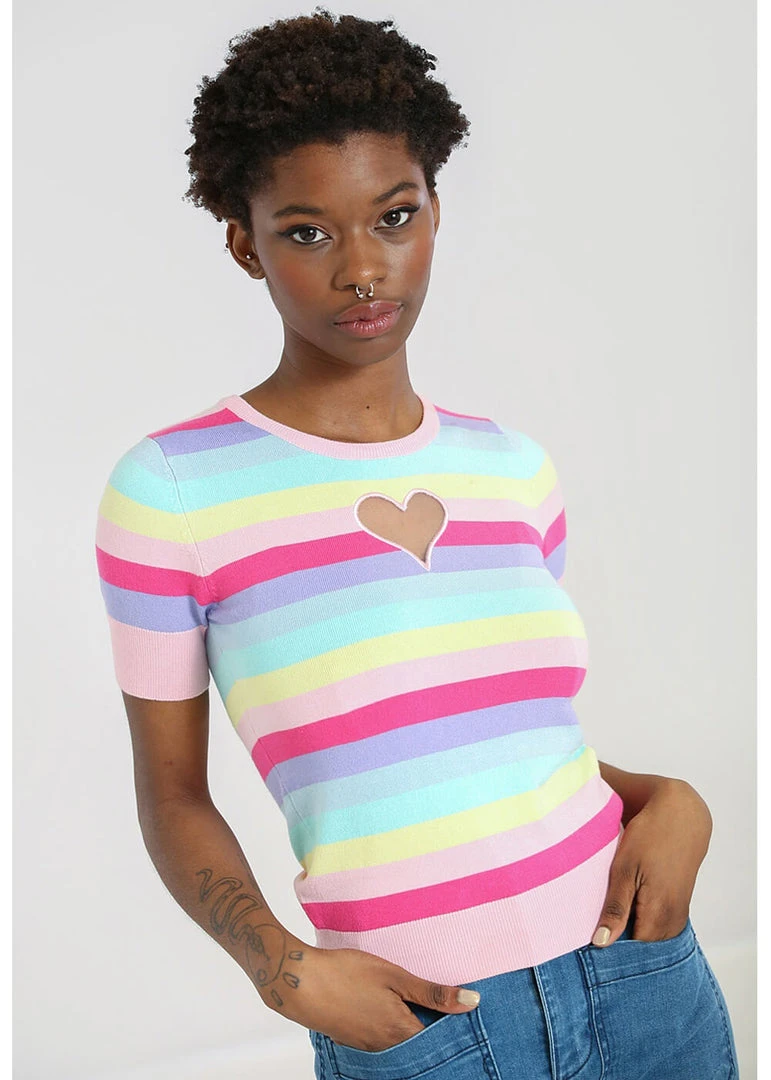 Hell Bunny Love Heart 50's Top Multicolour