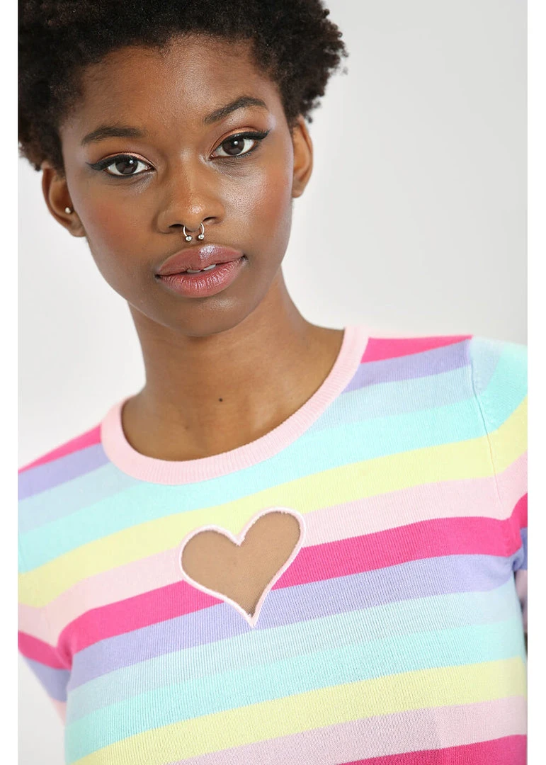 Hell Bunny Love Heart 50's Top Multicolour