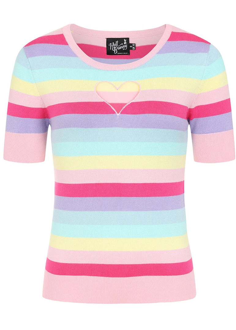 Hell Bunny Love Heart 50's Top Multicolour