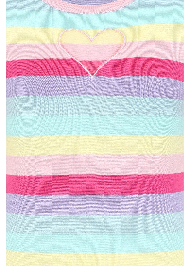 Hell Bunny Love Heart 50's Top Multicolour