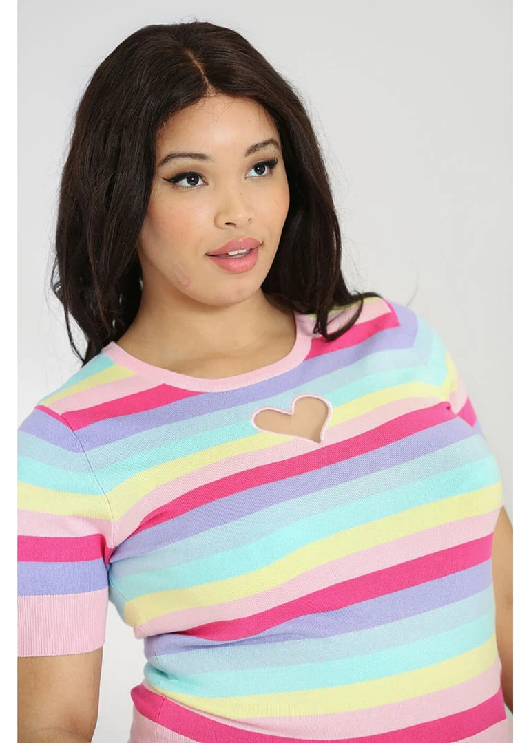 Hell Bunny Love Heart 50's Top Multicolour