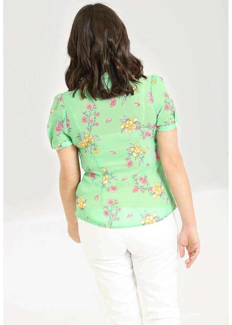 New In Hell Bunny Adelina 40's Blouse In Mint