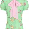New In Hell Bunny Adelina 40's Blouse In Mint