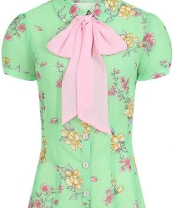 New In Hell Bunny Adelina 40's Blouse In Mint