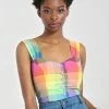 Hell Bunny Lucia 60's Rainbow Crop Top Multi