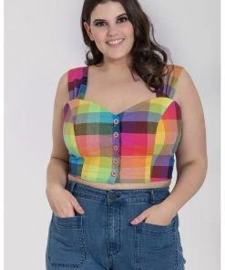 Hell Bunny Lucia 60's Rainbow Crop Top Multi