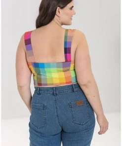 Hell Bunny Lucia 60's Rainbow Crop Top Multi