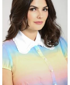 New In Hell Bunny Halo 60's Rainbow Blouse Multi