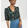 New In Hell Bunny Good Luck 40's Blouse Black