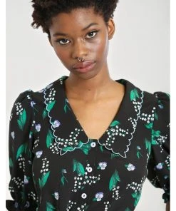 New In Hell Bunny Good Luck 40's Blouse Black