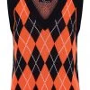 Hell Bunny Rhombus Vest 60's Top Black Orange New In
