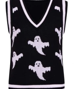 New In Hell Bunny Ghost 60's Vest Top Black