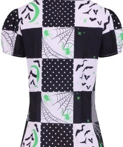 Hell Bunny Annie Bats 50's Blouse Black White New In
