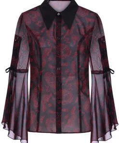 Hell Bunny Clarice Snake 70's Blouse Black