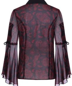 Hell Bunny Clarice Snake 70's Blouse Black