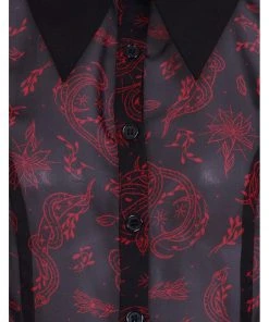 Hell Bunny Clarice Snake 70's Blouse Black