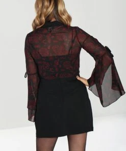 Hell Bunny Clarice Snake 70's Blouse Black