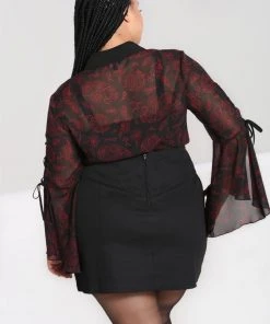 Hell Bunny Clarice Snake 70's Blouse Black