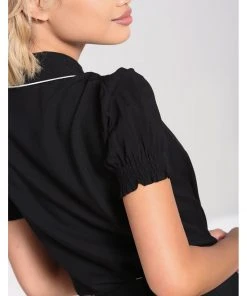 Hell Bunny Drusilla Bat 40's Blouse Black White New In