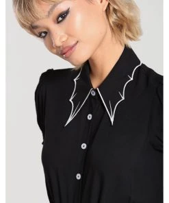 Hell Bunny Drusilla Bat 40's Blouse Black White New In