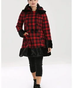 New In Hell Bunny Katie Tartan 60's Coat Black Red
