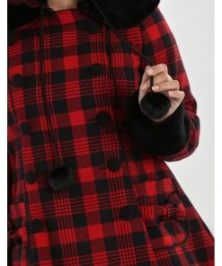 New In Hell Bunny Katie Tartan 60's Coat Black Red