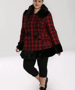 New In Hell Bunny Katie Tartan 60's Coat Black Red