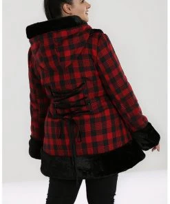 New In Hell Bunny Katie Tartan 60's Coat Black Red