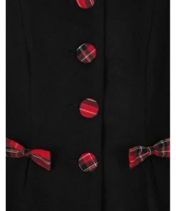 Hell Bunny Tiddlywinks 40's Coat Black New In