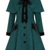 Hell Bunny Anouk 40's Coat Deep Green New In
