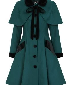Hell Bunny Anouk 40's Coat Deep Green New In