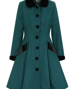 Hell Bunny Anouk 40's Coat Deep Green New In