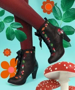 New In Irregular Choice Woodland Wander 40's Boots Black