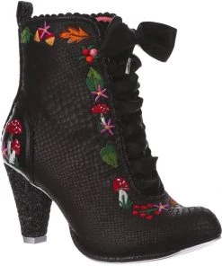 New In Irregular Choice Woodland Wander 40's Boots Black