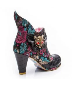 Irregular Choice Miaow Cat Floral Boots Black New In