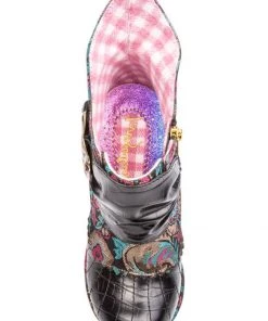 Irregular Choice Miaow Cat Floral Boots Black New In