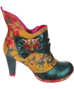 Irregular Choice Miaow Cat 70's Boots Green New In