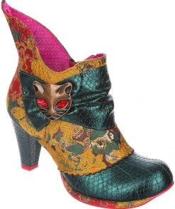 Irregular Choice Miaow Cat 70's Boots Green New In