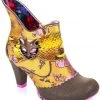 New In Irregular Choice Miaow Cat 70's Boots Yellow Multi