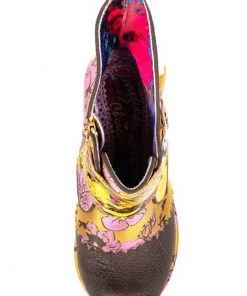 New In Irregular Choice Miaow Cat 70's Boots Yellow Multi