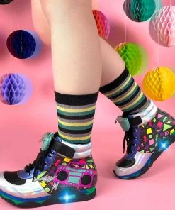 Irregular Choice Boombox Bestie 80's High Top Sneakers Blue Silver New In