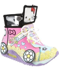 Irregular Choice X Hello Kitty A World Of Happiness High Top Sneakers Pink New In